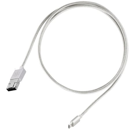 Dynamicfunction 2 in. 1 Micro-USB Combo USB-A to Micro-B Cable - Silver - 1m DY3207420